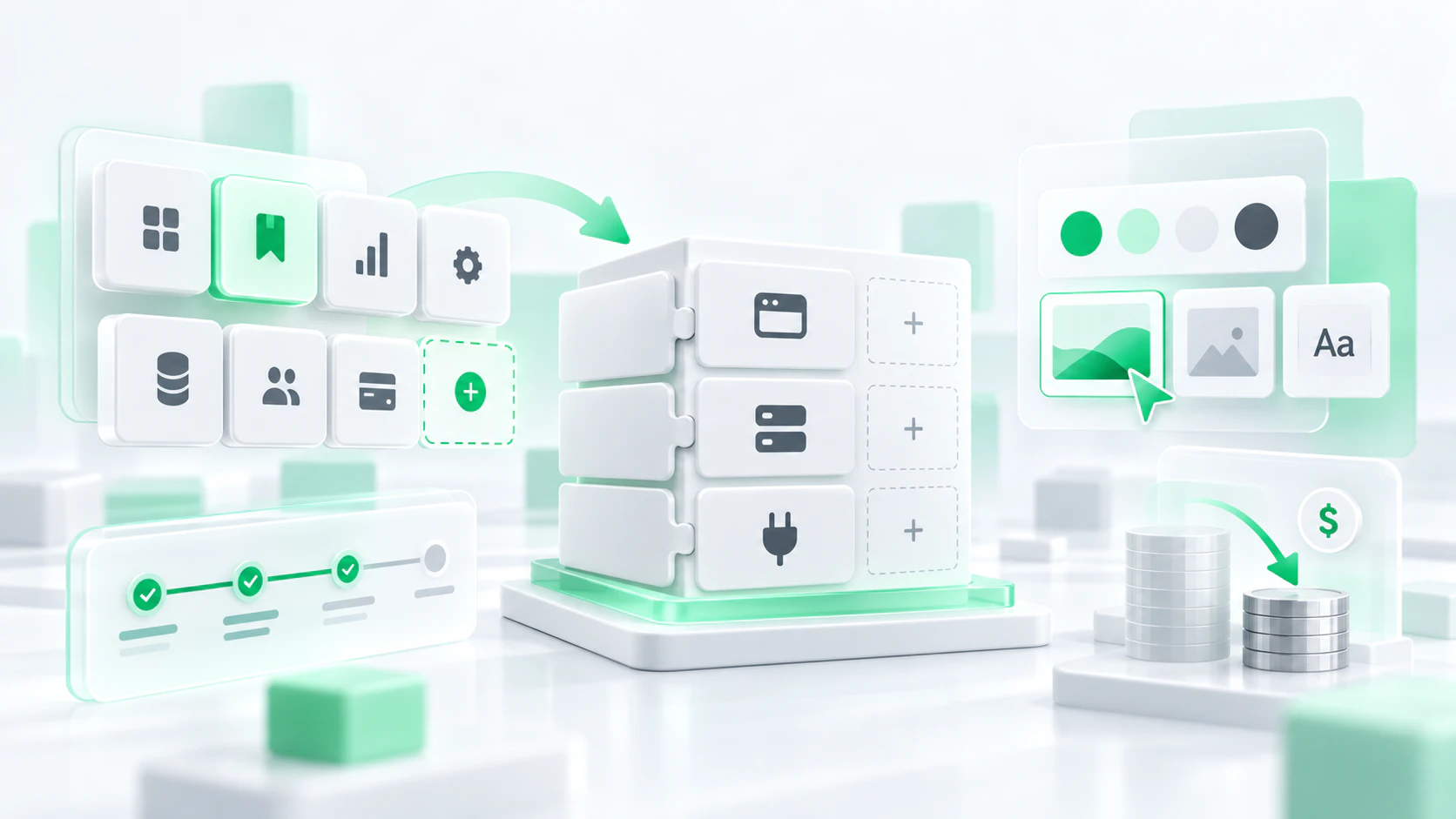 Modular white label trading platform showing configurable software components, branding options and cost optimization