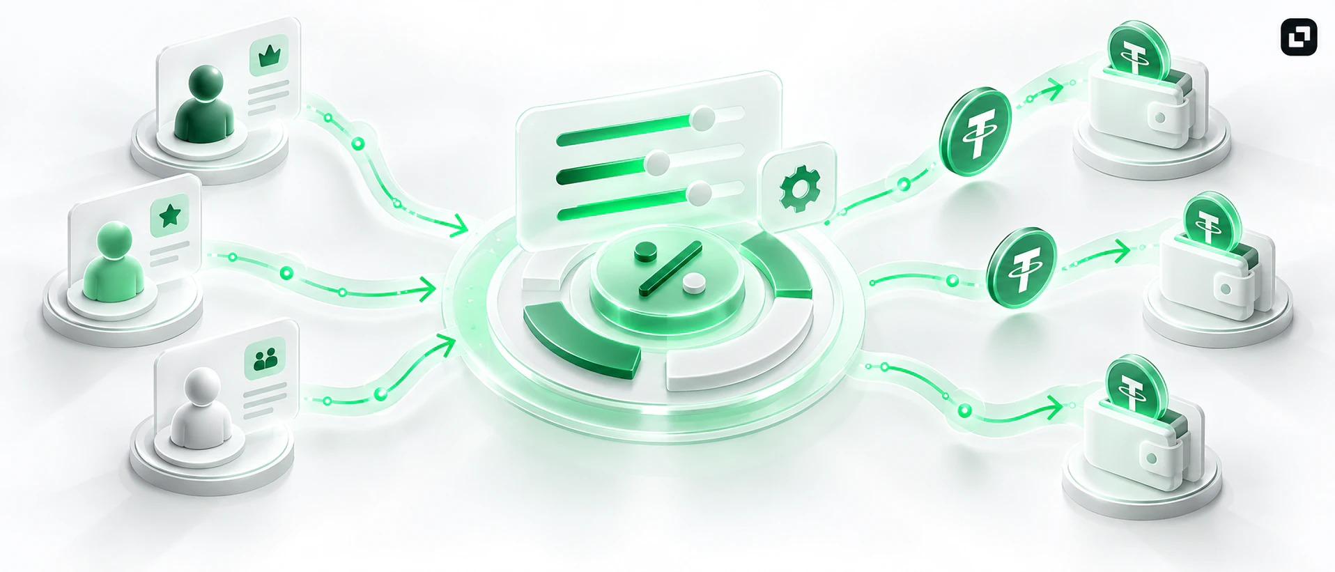 RevShare affiliate commission settings and USDT partner payouts with flexible payment terms